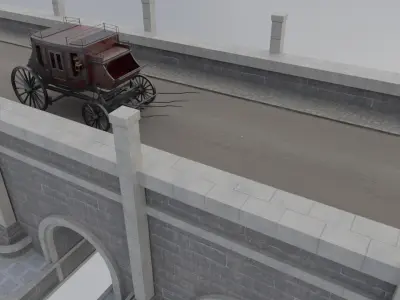 Historic Carriage Low-poly 3D model