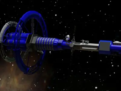 Spacecraft spaceship in space Low-poly 3D model get