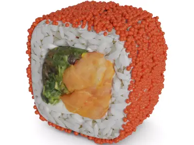 Sushi Smoked salmon wakame salad masago caviar cream 3D model