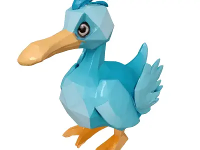 Low Poly Cartoon Duck Low-poly 3D model