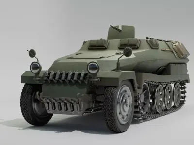 Sonderkraftfahrzeug german military vehicule Low-poly 3D model