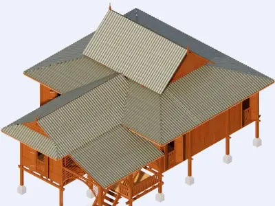 Rumah Limas Potong Perak Traditional Malay Architecture 3D model