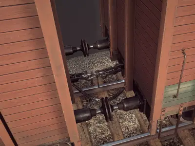 Railway Covered Goods Wagon 18T Vr4 Medic Orange Low-poly 3D model