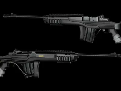 Game Ready Tactical Ruger Mini 14 PBR Rigged Low-poly 3D model