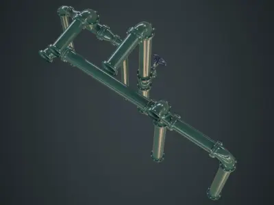 Industrial Pipes 2A Low-poly 3D model