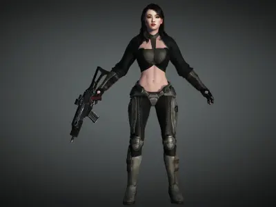 AAA Military Female Character 04 Low-poly 3D model