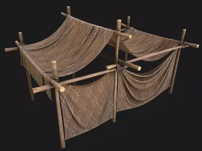 Desert Nomad Tent Stalls Low-poly 3D model