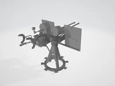 US AMERICAN AA ANTI-AIRCRAFT GUN DECK GUN Low-poly 3D model