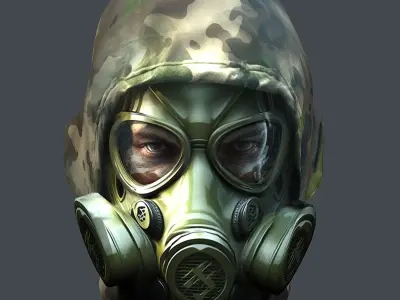 Gas mask helmet 3d model military combat Low-poly Low-poly 3D model