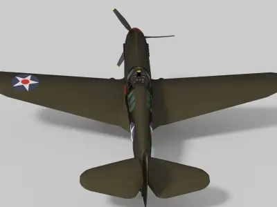 P-40 Warhawk Low-poly 3D model
