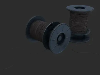 German Cable Reels WWII Free low-poly 3D model