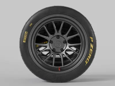 Kansei Corsa Rims with Pirelli P Zero RA Soft Tires 3D model
