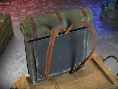 Used US Civil War Backpack with Blanket 3D model