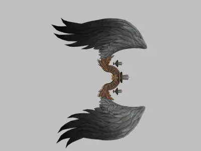 Black-White Wing Low-poly 3D model