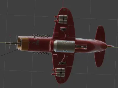 Stylized airplane model high-poly modeling 3D model