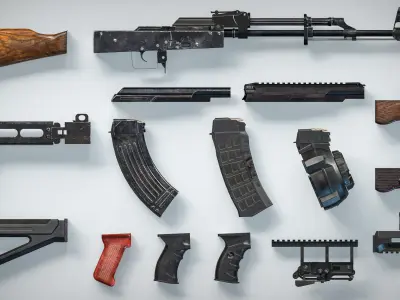 Modern Modular AK PBR Game Ready Pack Low-poly 3D model