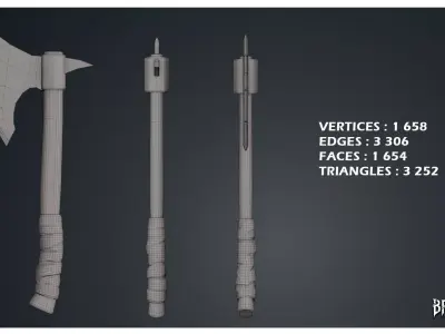  Axe - Game Ready Optimized Low-poly 3D model