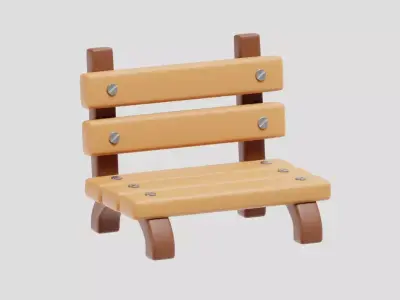 Park Bench Low-poly 3D model 15