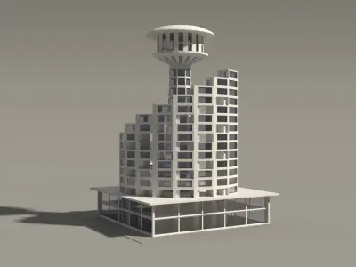  Multi purpose building Low-poly 3D model