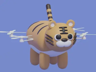 Cartoon Cute Tiger Animal Drone 3D model