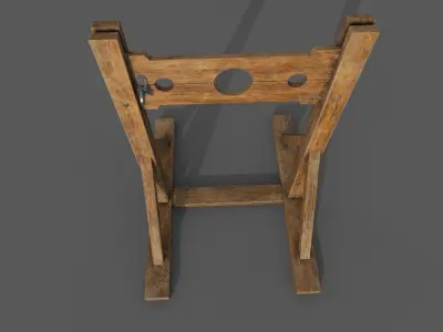 Pillory Low-poly 3D model wooden chair Low-poly 3D model