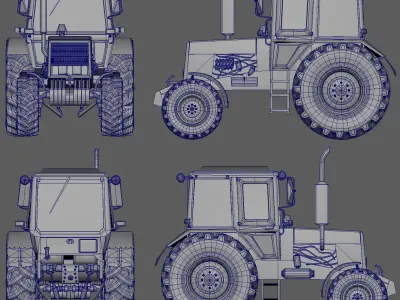 Tractor Belarus 1221 Game Ready Asset PBR Texture Low-poly 3D model