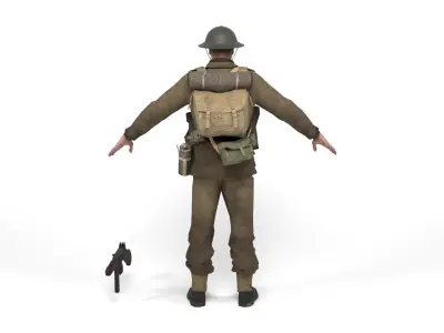 British Allied Soldier Low-poly 3D model
