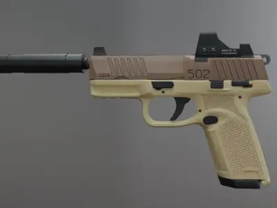 Umarex fn 502 with silencer Low-poly 3D model