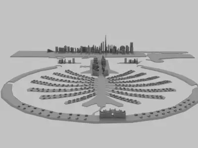 Palm Dubai Island Low-poly 3D model