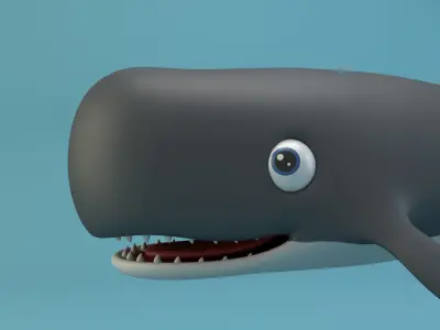 Cartoon Whale Low-poly 3D model