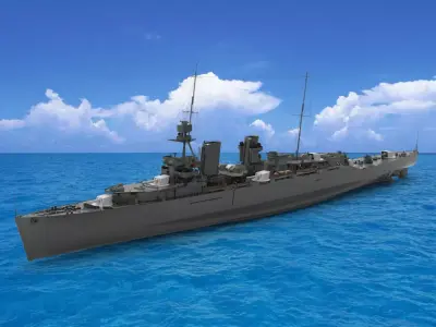 HMS Hawkins heavy cruiser 3D model