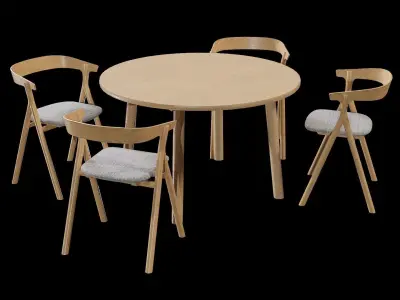 DiningSet V-01-Taro Table and YKSI Chairs Low-poly 3D model