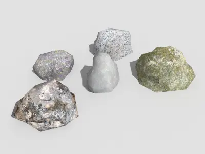 low poly rocks collection 3 four Low-poly 3D model