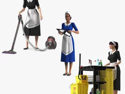 Rigged Housekeeping Maids Collection 2 for Cinema 4D 3D model