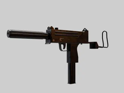 Low poly mac-10 model gun Free low-poly 3D model