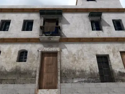 Old High-Quality 3D Colonial House Low-poly 3D model