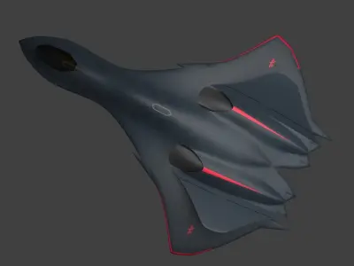 Stealth fighter jet spaceship like 3D model