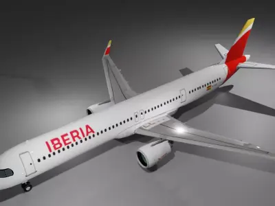 Iberia airbus a321neo XLR low poly 3D model  Low-poly 3D model