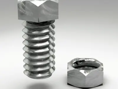 Bolt and nut 3D model