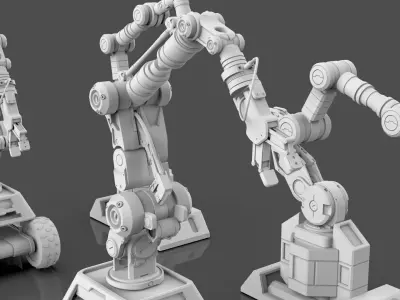 Industrial Robot Arms Pack Of 2 -Untextured 3D model