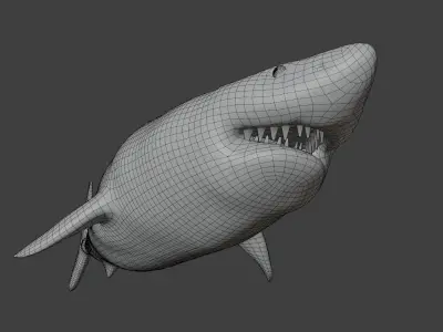 Megalodon great shark Low-poly 3D model