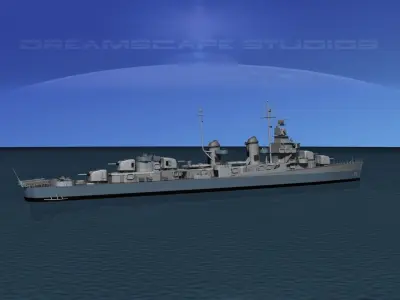 Fletcher Class Destroyer DD-514 USS Thatcher 3D model