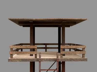 A low-poly 3D model of a military tower Low-poly 3D model