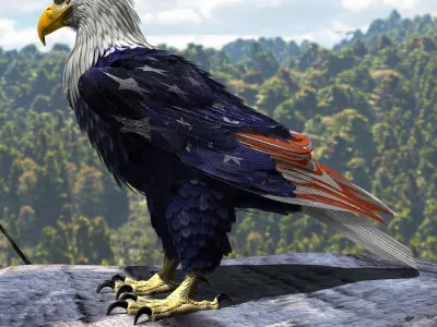 Bald Eagle 2 Stars And Stripes 3D model