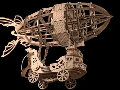 Wooden zeppelin 3D model