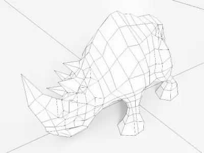 Rhino 3d model rhinoceros Low-poly 3D model