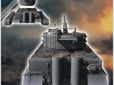 Panzer VI Tiger Ausf E Bergetiger heavy engineering tank - minia 3D print model