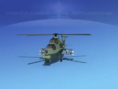 WZ-10 Attack Helicopter V01 Low-poly 3D model