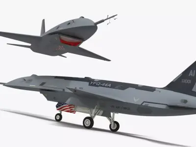 YFQ-44A Armed Fighter Aircraft with Missiles Gunmetal Grey 3D model