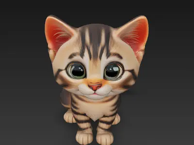 Cat Kitten Realistic 3D Model Basic - Low Poly Realistic Low-poly 3D model
